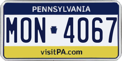 PA license plate MON4067