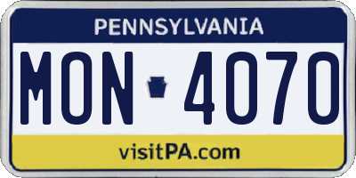 PA license plate MON4070