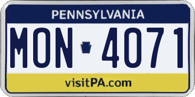 PA license plate MON4071