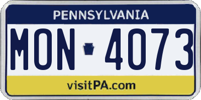 PA license plate MON4073
