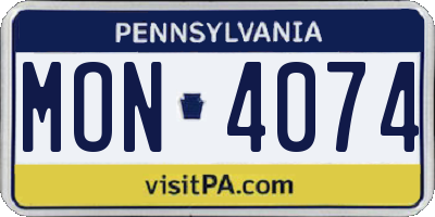 PA license plate MON4074