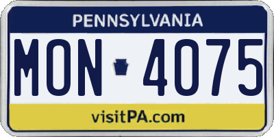 PA license plate MON4075