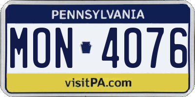 PA license plate MON4076