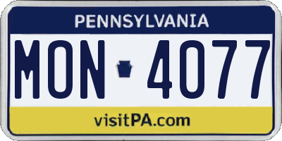 PA license plate MON4077