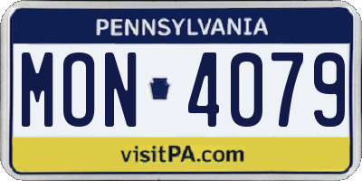 PA license plate MON4079