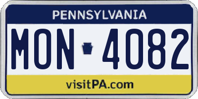 PA license plate MON4082