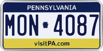 PA license plate MON4087
