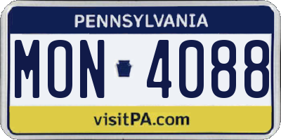 PA license plate MON4088