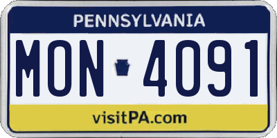 PA license plate MON4091