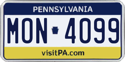 PA license plate MON4099