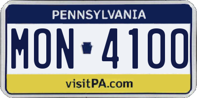 PA license plate MON4100
