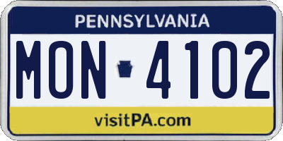 PA license plate MON4102