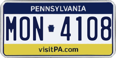 PA license plate MON4108