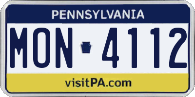 PA license plate MON4112