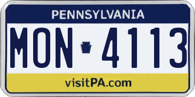 PA license plate MON4113