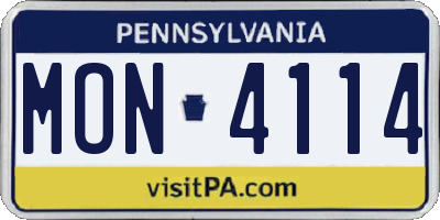 PA license plate MON4114