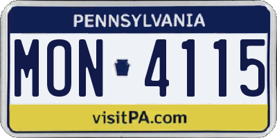 PA license plate MON4115