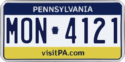 PA license plate MON4121