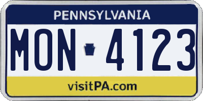 PA license plate MON4123