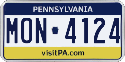 PA license plate MON4124
