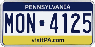 PA license plate MON4125