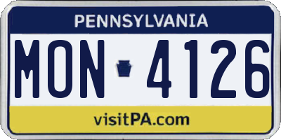 PA license plate MON4126