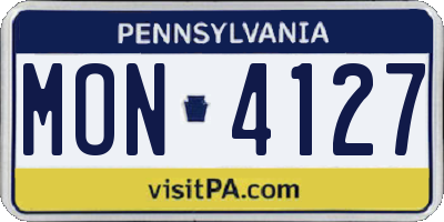 PA license plate MON4127