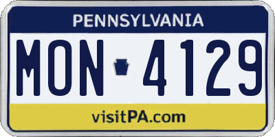 PA license plate MON4129