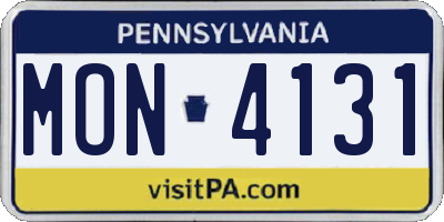 PA license plate MON4131