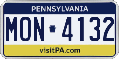 PA license plate MON4132