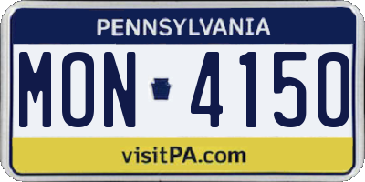 PA license plate MON4150