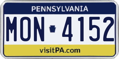 PA license plate MON4152