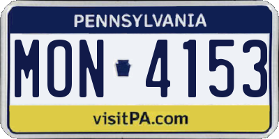 PA license plate MON4153