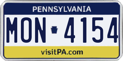 PA license plate MON4154