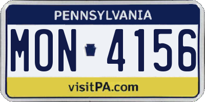 PA license plate MON4156