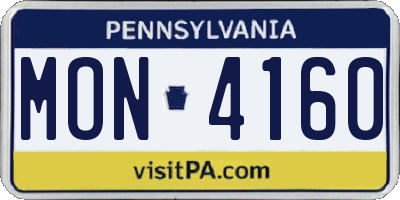 PA license plate MON4160