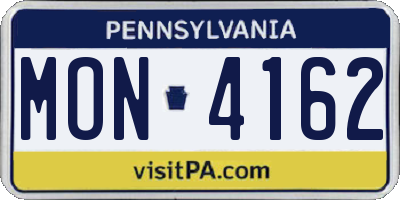 PA license plate MON4162