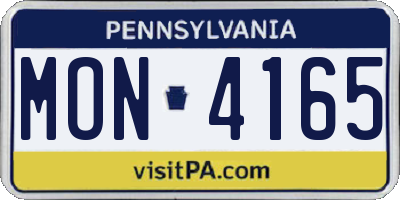 PA license plate MON4165