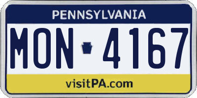 PA license plate MON4167