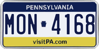 PA license plate MON4168