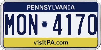 PA license plate MON4170