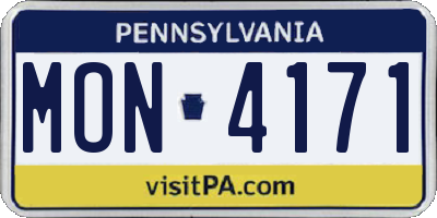 PA license plate MON4171