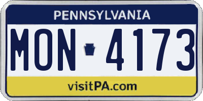 PA license plate MON4173