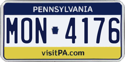 PA license plate MON4176
