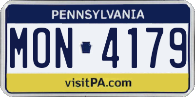 PA license plate MON4179