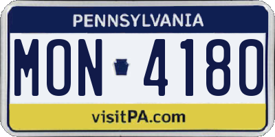PA license plate MON4180