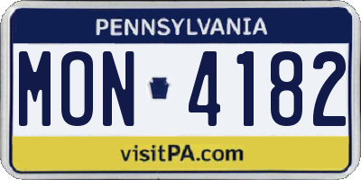 PA license plate MON4182