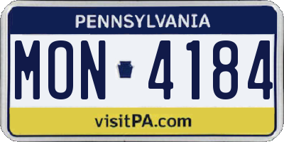 PA license plate MON4184