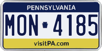 PA license plate MON4185