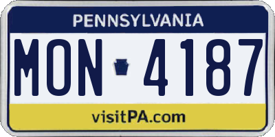PA license plate MON4187